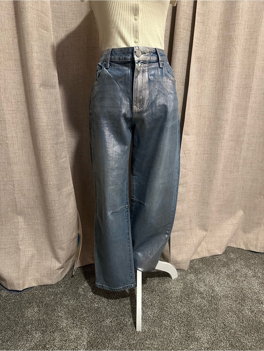 Kut from the Kloth Metallic Barrel/wide-leg Jean